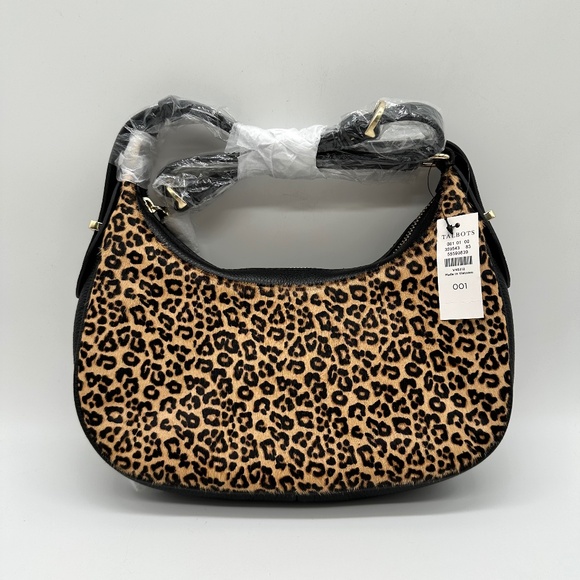 Talbots Leather Calf Hair Small Crescent Shaped Shoulder Handbag - Picture 1 of 11